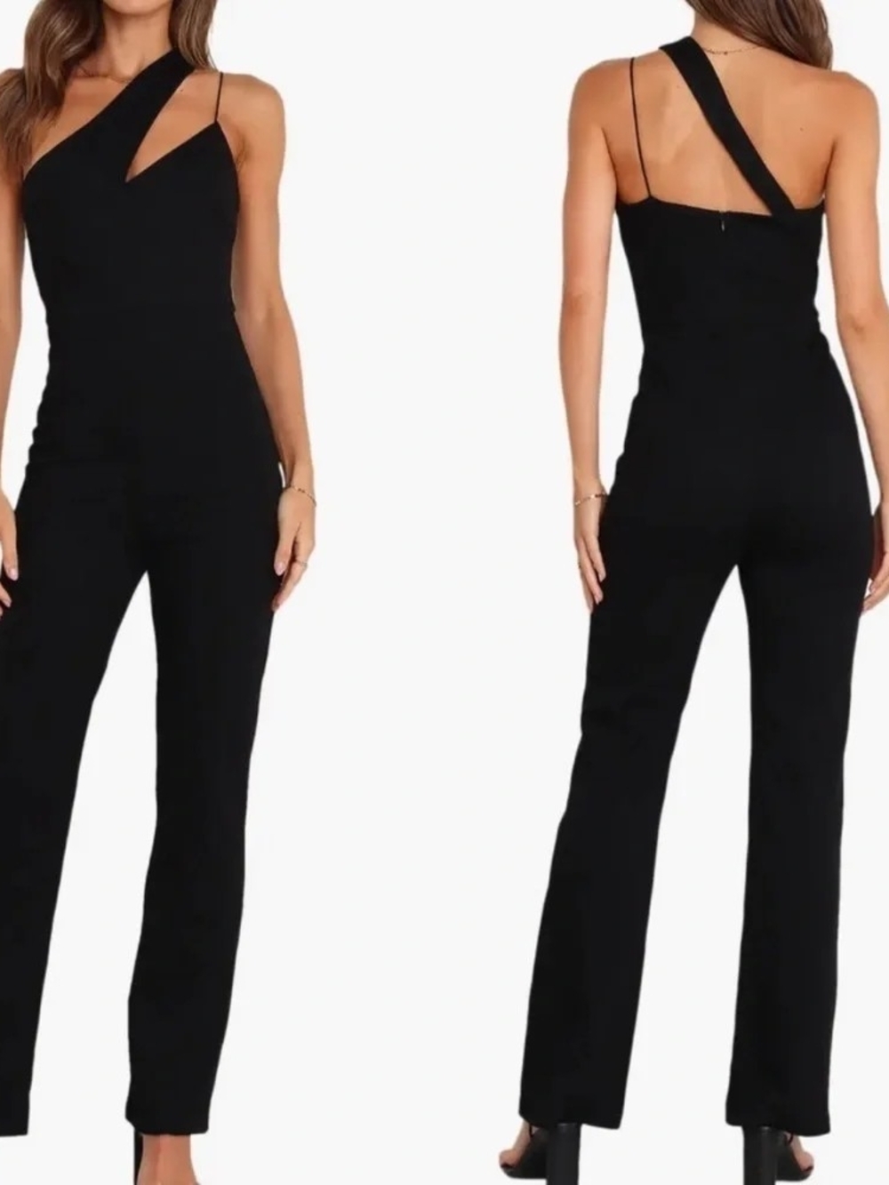 Petal & Pup Black One-Shoulder Cutout Jumpsuit - Picture 2 of 6